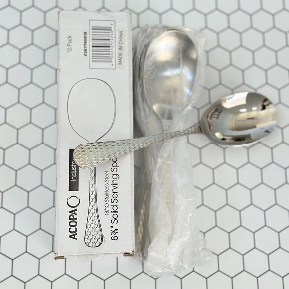 Acopa Industry 8 3/4" 18/8 Stainless Steel Extra Heavy Serving Spoon(1Box-12EA) - Picture 4 of 4